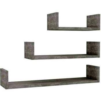 vidaXL Wall Display Shelf 3 pcs Concrete Grey Engineered Wood