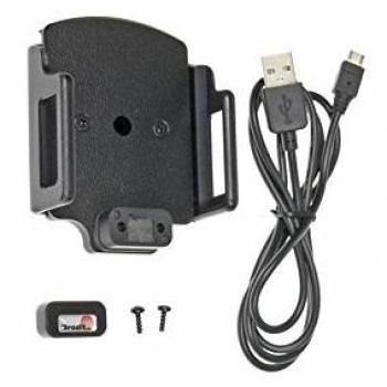 Soporte Activo para Teléfono Brodit 521622 con Carga Micro-USB, Ajustable de 62-77 mm de Ancho y 12-16 mm de Grosor, Color Negro