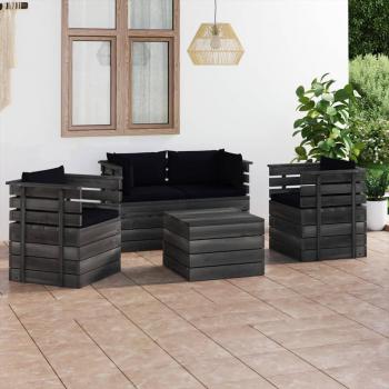 vidaXL Conjunto de Muebles de Jardín con Palets 5 Piezas - Cojines incluidos - Fabricado en Madera Maciza de Pino
