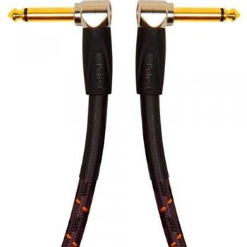 Cable de patch/pedal de la serie Gold de Roland — Conectores en ángulo recto de 1/4 de pulgada, 1 m de longitud - RIC-G3AA
