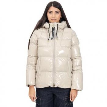 Pinko Women's Eleodoro Down Jacket in Beige, Size 42, Style Number 101597A11KD05