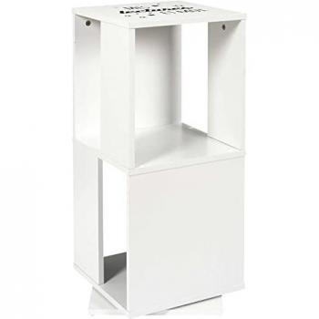 Estantería rotativa de madera blanca y negra - 74.5 cm de altura - Estilo laqueado - 34 cm x 34 cm