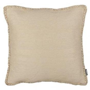 Cojín Decorativo de Yute Beige 45 x 45 cm con Funda Extraíble y Borde Trenzado