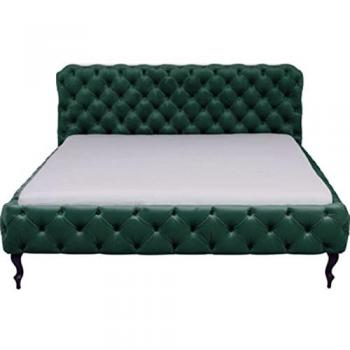 Cama capitoné 160x200cm tapizada en terciopelo verde Kare Design