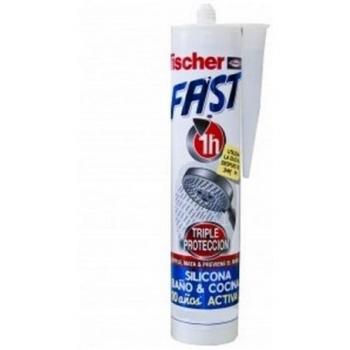 fischer 517961 Silicona Baños y Cocinas Anti-Moho Fast Transparente, Translucida, 280 ml