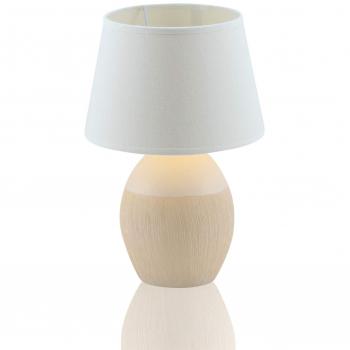 Lámpara de Mesa Talia E14 con Base de Cerámica y Pantalla Textil, 130 cm de Cable con Interruptor