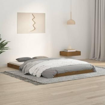 Estructura de cama doble de madera maciza de pino marrón miel 120x190 cm Vidaxl