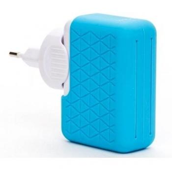 BlueStork BS-220-4USB/PBL - Cargador de pared, 4 x USB, color azul