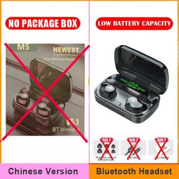 Auriculares TWS Bluetooth 5.1 Inalámbricos Deportivos Impermeables con Micrófono y Caja de Carga de 3500mAh