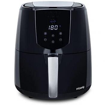 H.Koenig FRY800 Freidora Sin Aceite, Freidora de aire, Capacidad 4L, 7 Programas, 1400 W, Temperatura Regulable hasta 200 °C, Temporizador 60 Mins, Pantalla LCD, Tamaño Compacto, Acero Inoxidable