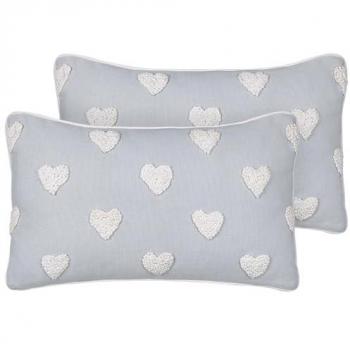 Conjunto de 2 cojines de algodón gris con bordado de corazones 30 x 50 cm Gazania