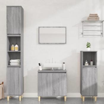 Juego de muebles de baño 3 piezas gris Sonoma madera contrachapada