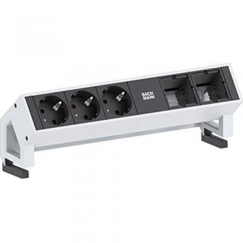 Toma Corriente Bachmann DESK 2, 5 Salidas, 3 Schuko y 2 Vacías, Color Blanco