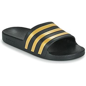Adidas Adilette Aqua Slides - Unisex Black Gold Comfort Sandals