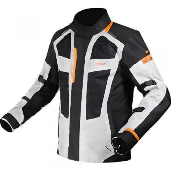 Chaqueta textil de moto LS2 Scout impermeable - Negro Gris Naranja 2XL