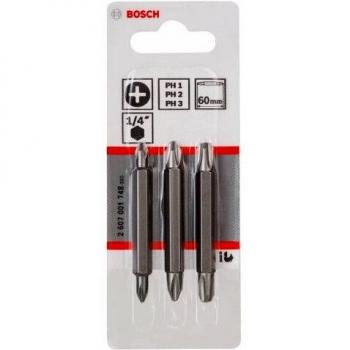 Bosch 2 607 001 748 - Juego de lámina doble, 3 piezas - PH1, PH2, PH3, PH1, PH2, PH3; 60 mm
