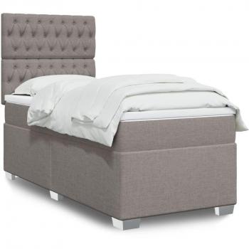 Cama box spring con colchón de muelles Tortorora 90x200 cm en tela gris taupe