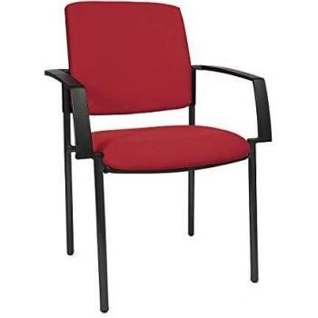 Silla Acolchada Apilable Topstar 115054 con Armazón de Cuatro Patas, Estructura Negra y Tapizado Rojo