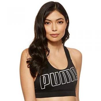 Puma Feel It W Mid Impact Sujetador Deportivo, Mujer, Negro Black White, L