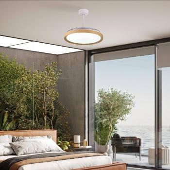 Ventilador de Techo LED Mistral Silencioso 106 cm Decoración Madera Motor DC Regulable CCT