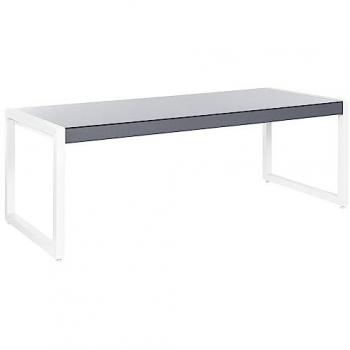 Mesa de Comedor de Jardín Catania para 6 Personas en Aluminio Gris y Blanco con Tablero de Vidrio Resistente a la Intemperie