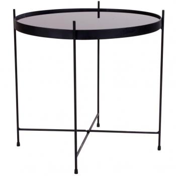 Mesa de centro Venezia en acero negro y cristal 48x48x48cm House Nordic