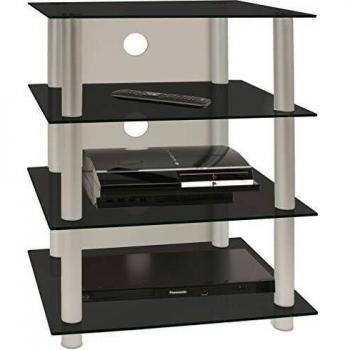 VCM Blados-Mueble para Equipo de Alta fidelidad, Cristal de Color Negro