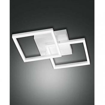 Lámpara de Techo LED Bard Moderna 39W Dimable con 2 Puntos de Luz, Cristal Blanco, Fabas Luce