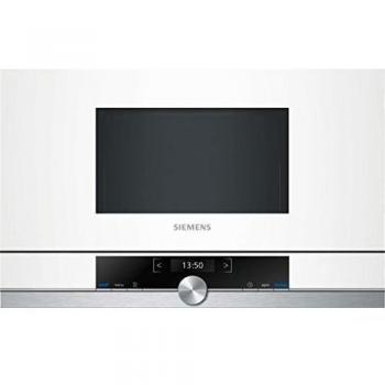 Siemens MDA BF634LGW1 iQ700 - Microondas integrable / encastre sin marco sin grill, 21 L, 900 W, color blanco con acero inoxidable