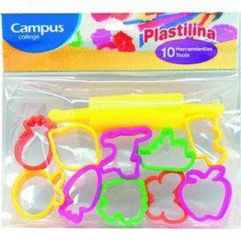 Set de 10 Moldes y Rodillo para Plastilina - Accesorio Modelar Campus College