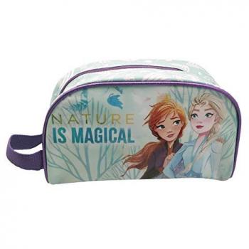 Neceser Grande Frozen 2, 25x15 cm, diseño de Anna y Elsa, color azul, con asa
