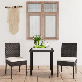 3-Piece Black Poly Rattan Garden Dining Set
