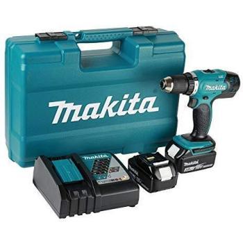 Taladro atornillador a batería Makita DDF453RFX1 18V con set de 74 piezas
