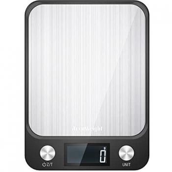 ACCUWEIGHT 2018 Báscula de Cocina Digital 10 kg, Peso de Cocina Impermeables, Balanza de Alimentos que Pesan Gramos y Onzas, Bascula Precision con Pantalla LCD, 7 Unidades de Medida