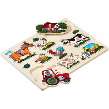 Puzzle de Madera Granja para Niños - 9 Piezas, Colorido, a Partir de 3 Años