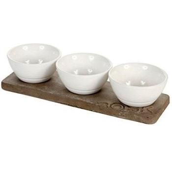 BOSKA hormigón/Porcelana Plato con 3 Cuencos, Color Blanco/Gris
