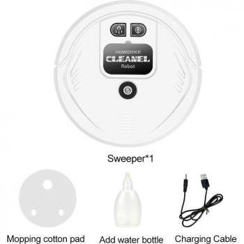 Robot Aspirador Inteligente Multifuncional con Carga USB, Barrido, Fregado Seco y Húmedo, Desinfección UV y Humidificador de Aire