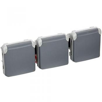 Legrand plexo - Toma 3xp+tierra vertical e/s gris
