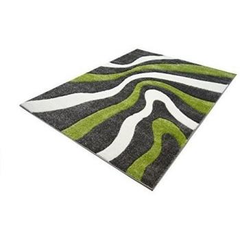 Designer Modern de gran calidad Salón Alfombra mano tallada Öko Tex Sale%, polipropileno, Welle Grün Grau Creme, 240 cm_x_340 cm