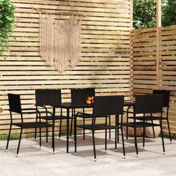 vidaXL 7-Piece Black Garden Dining Set