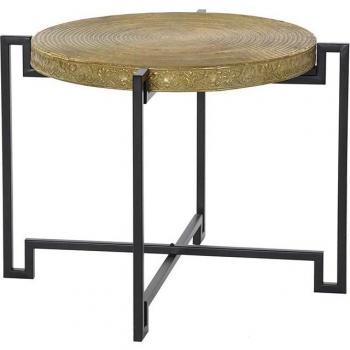 Mesa auxiliar de metal con diseño elegante y acabado en color negro y cobre