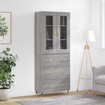 Aparador alto de madera contrachapada gris sonoma 69,5x34x180 cm