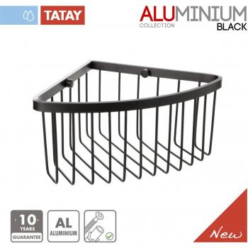 Tatay Cestillo Black, de Aluminio anodizado Negro Mate, de diseño Moderno, rinconero y de Gran Capacidad, optimizar Espacio.