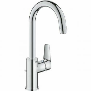 Grifo Monomando Grohe QuickFix Start Edge para Lavabo L con Caño Alto Giratorio y Vaciador Push-Open, Cromo 24201001