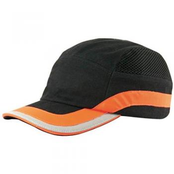 Gorra Antigolpes Negra/Naranja con Banda Reflectante CLIMAX