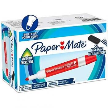 Rotulador Borrable Seco Papermate - Punta Media 3 mm - Rojo - Pack de 12 Unidades