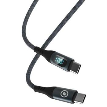 Cable de Carga Muvit For Change Tipo C a Tipo C 100W con Pantalla LCD 120cm Gris