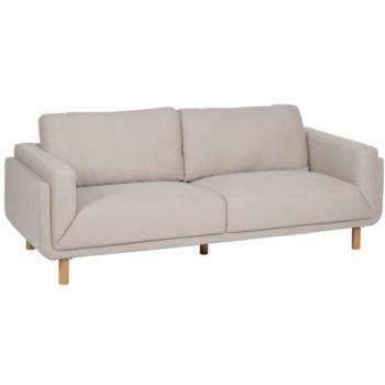 Sofá 3 plazas tapizado en tela beige - 216 x 90 x 82 cm - características: con cremallera, nailon y poliéster, requiere montaje, soporta hasta 110 kg