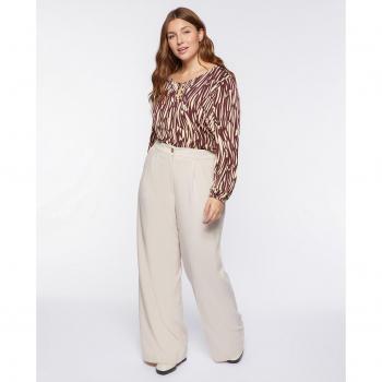 Pantalón palazzo de mujer con pliegues y cintura alta