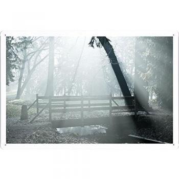 Metal cartel Cartel de chapa Hojalata sesión Fog Bridge Wood Haze 46145 Retro Vintage Pared Decoración by hamgaacaan